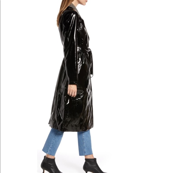 Something Navy Glossy Trench Coat - Picture 4 of 7